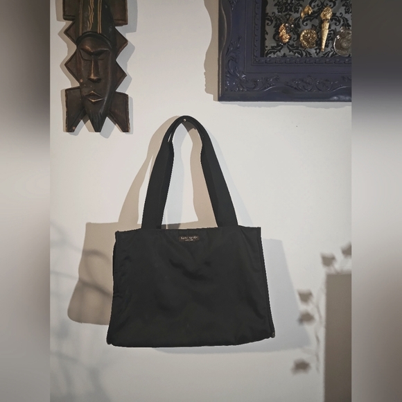Kate Spade New York Classic Y2K nylon black tote, some wear, nostalgia - Picture 1 of 6